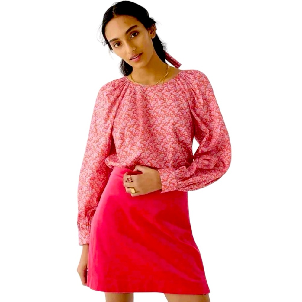 J Crew Liberty London Top Womens XS Long Sleeve Floral Blouse Pull Over